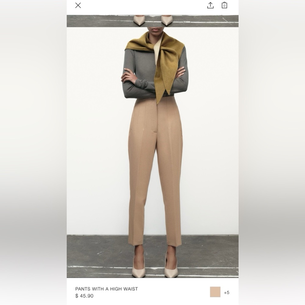 Zara High Waist Trousers (Tan)